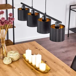 Suspension Alsen Noir, 4 Lumieres