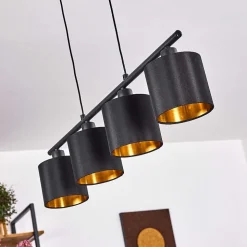 Suspension Alsen Noir, 4 Lumieres
