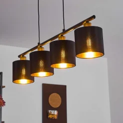 Suspension Alsen Noir, 4 Lumieres