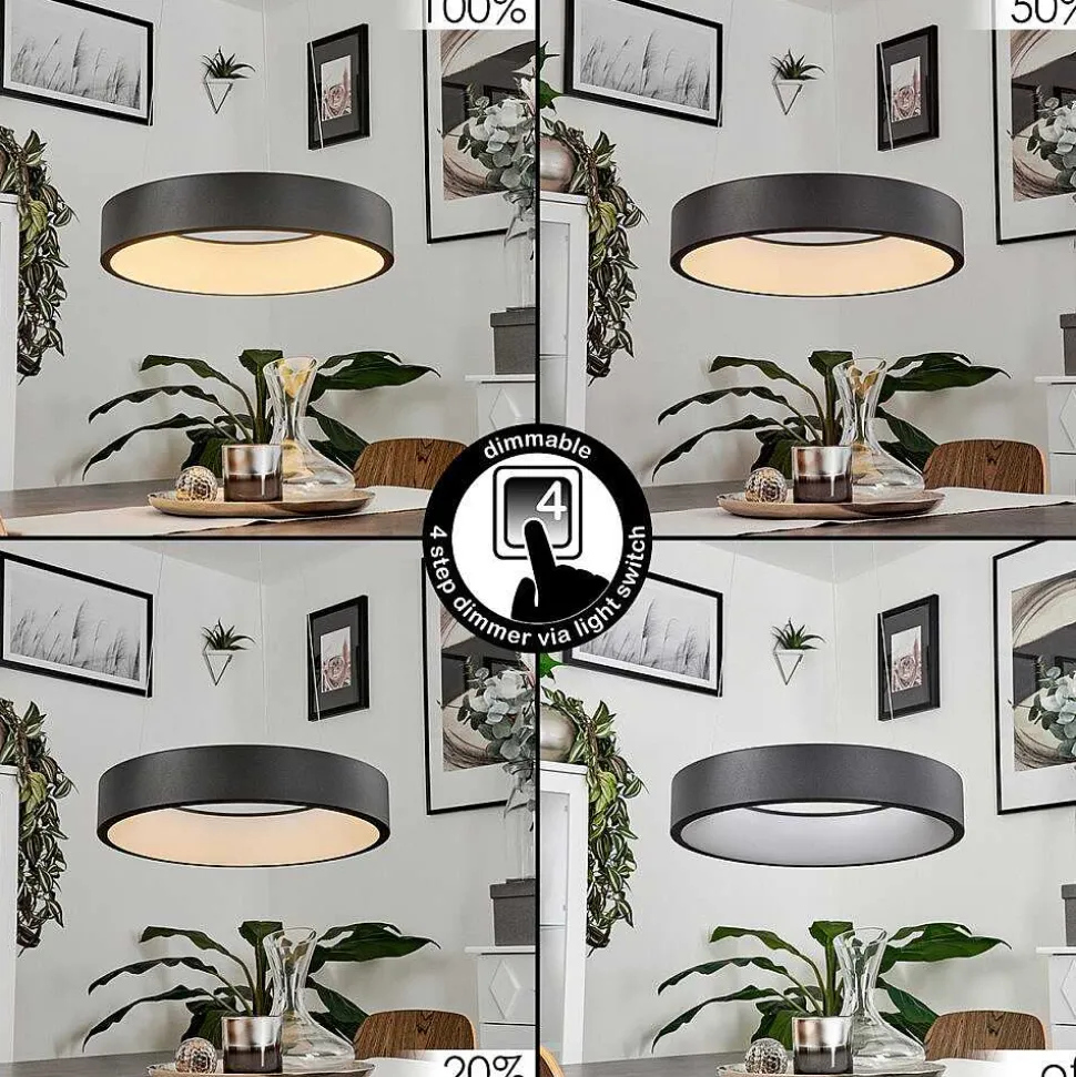 Suspension Areja Led Noir, Blanc, 1 Lumiere