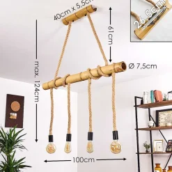 Suspension Asmara Brun, 4 Lumieres