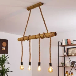 Suspension Asmara Brun, 4 Lumieres