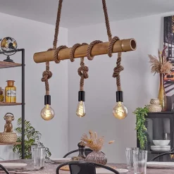 Suspension Asmara Brun, Ecru, 3 Lumieres