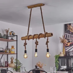 Suspension Asmara Brun, Ecru, 3 Lumieres