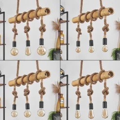 Suspension Asmara Brun, Ecru, 3 Lumieres