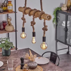 Suspension Asmara Brun, Ecru, 3 Lumieres