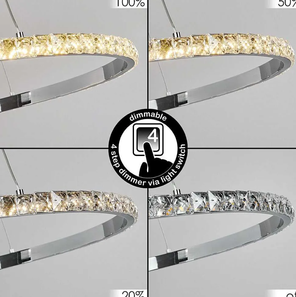 Suspension Avelar Led Chrome, Transparent, 1 Lumiere