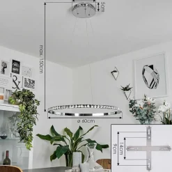 Suspension Avelar Led Chrome, Transparent, 1 Lumiere