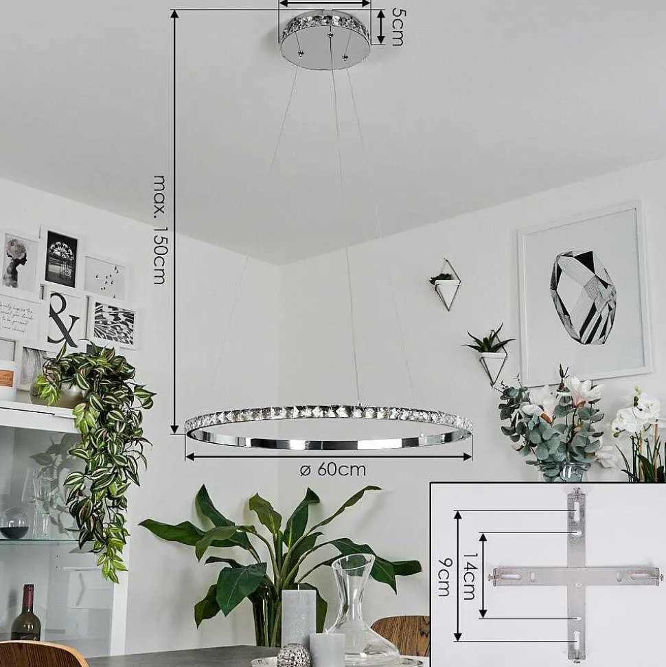 Suspension Avelar Led Chrome, Transparent, 1 Lumiere