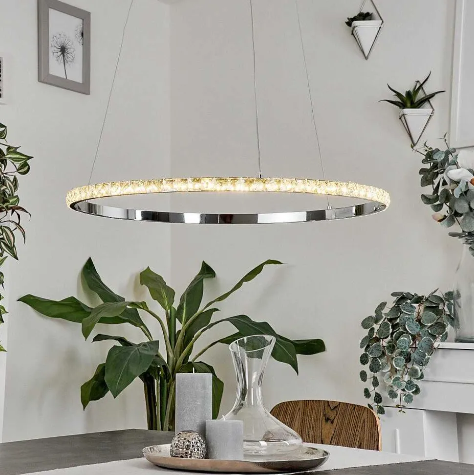 Suspension Avelar Led Chrome, Transparent, 1 Lumiere