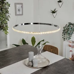 Suspension Avelar Led Chrome, Transparent, 1 Lumiere