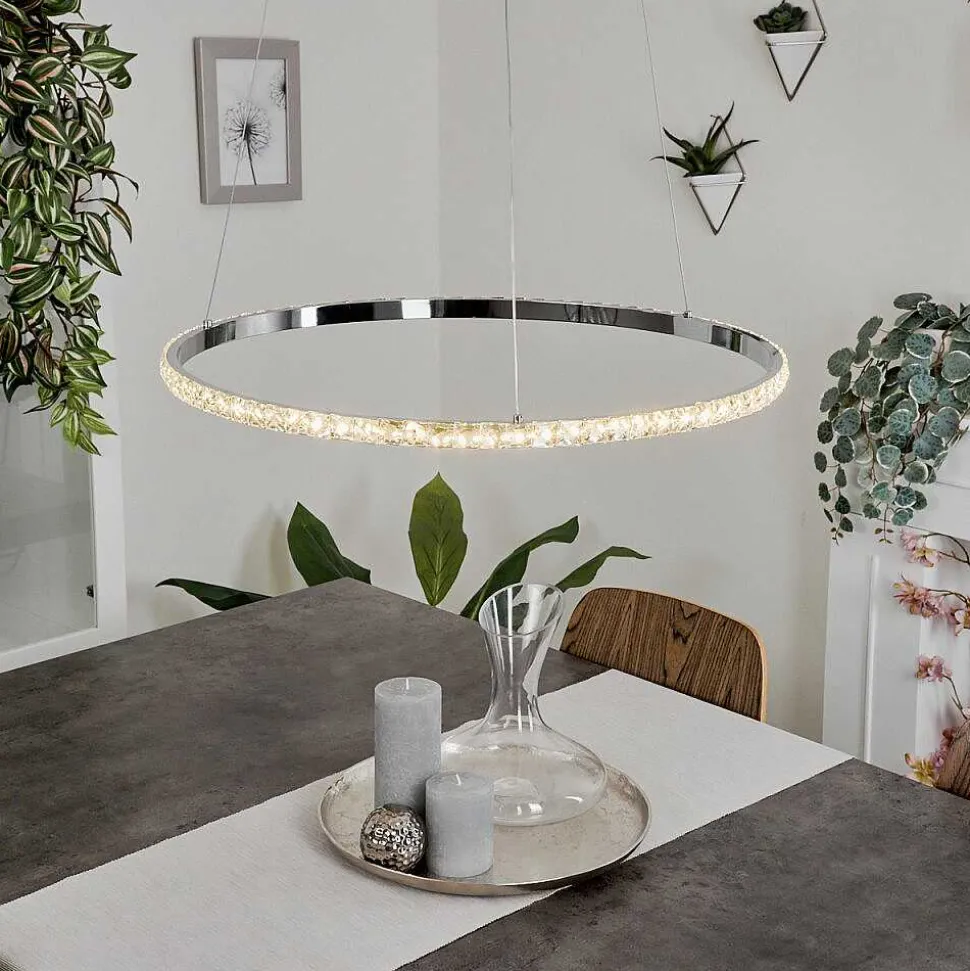 Suspension Avelar Led Chrome, Transparent, 1 Lumiere