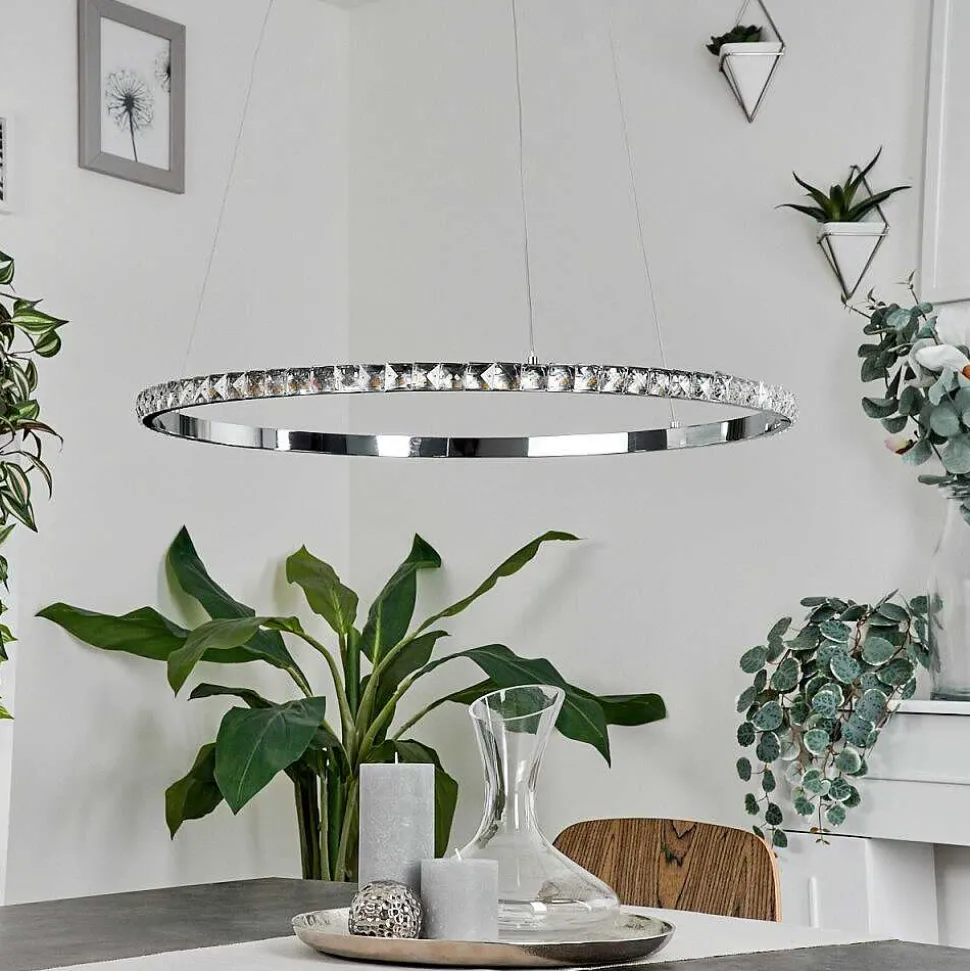 Suspension Avelar Led Chrome, Transparent, 1 Lumiere