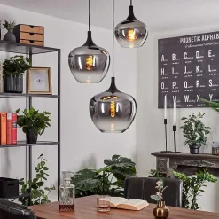 Suspension Azurara Noir, 3 Lumieres