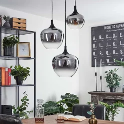 Suspension Azurara Noir, 3 Lumieres