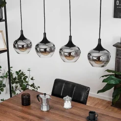 Suspension Azurara Noir, 4 Lumieres