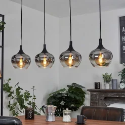 Suspension Azurara Noir, 4 Lumieres