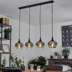 Suspension Azurara Noir, 4 Lumieres