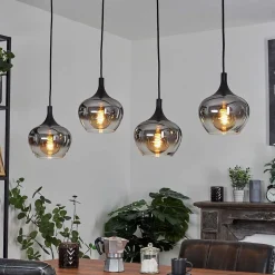 Suspension Azurara Noir, 4 Lumieres