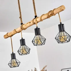 Suspension Bardhaman Brun, Noir, 4 Lumieres