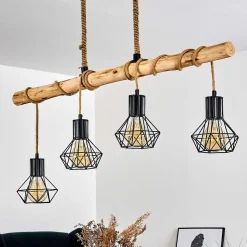 Suspension Bardhaman Brun, Noir, 4 Lumieres