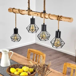 Suspension Bardhaman Brun, Noir, 4 Lumieres