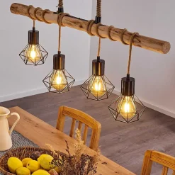 Suspension Bardhaman Brun, Noir, 4 Lumieres