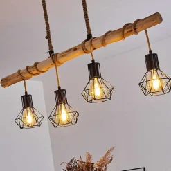 Suspension Bardhaman Brun, Noir, 4 Lumieres