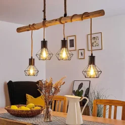 Suspension Bardhaman Brun, Noir, 4 Lumieres