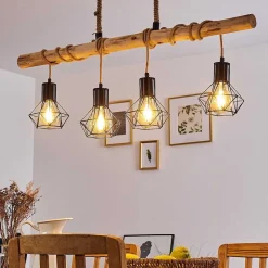 Suspension Bardhaman Brun, Noir, 4 Lumieres