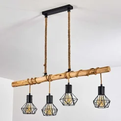 Suspension Bardhaman Brun, Noir, 4 Lumieres