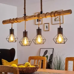 Suspension Bardhaman Brun, Noir, 4 Lumieres