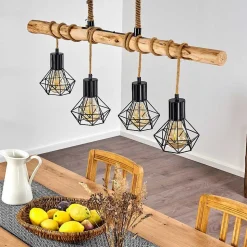 Suspension Bardhaman Brun, Noir, 4 Lumieres