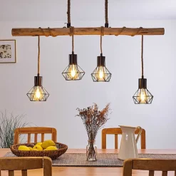 Suspension Bardhaman Brun, Noir, 4 Lumieres