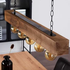 Suspension Berat Brun, Noir, 5 Lumieres