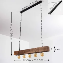 Suspension Berat Brun, Noir, 5 Lumieres