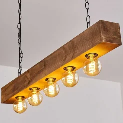 Suspension Berat Brun, Noir, 5 Lumieres