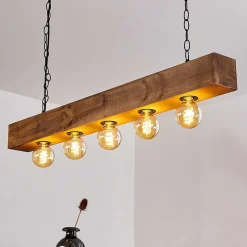 Suspension Berat Brun, Noir, 5 Lumieres