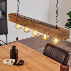 Suspension Berat Brun, Noir, 5 Lumieres