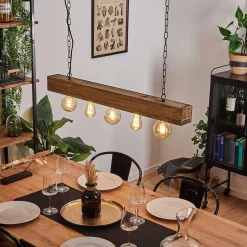 Suspension Berat Brun, Noir, 5 Lumieres