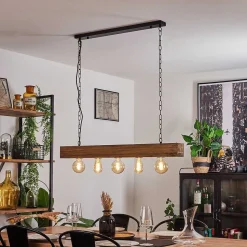 Suspension Berat Brun, Noir, 5 Lumieres