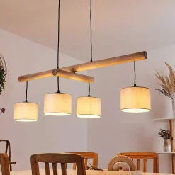 Suspension Bigandie Ecru, Noir, 4 Lumieres