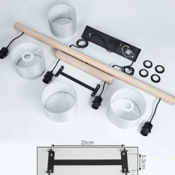 Suspension Bigandie Ecru, Noir, 4 Lumieres