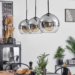Suspension Boules 25 Cm Koyoto Clair, Fume, 3 Lumieres