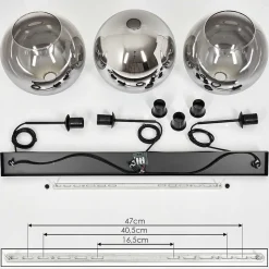 Suspension Boules 25 Cm Koyoto Clair, Fume, 3 Lumieres