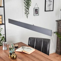 Suspension Brun Led Anthracite, 2 Lumieres, Telecommandes