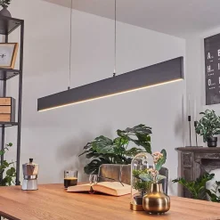 Suspension Brun Led Anthracite, 2 Lumieres, Telecommandes