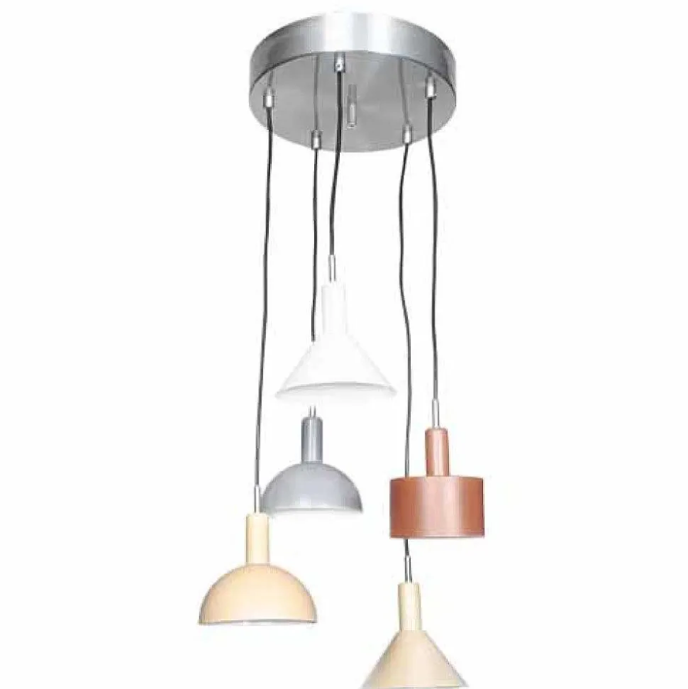 Suspension By Rydens Cabano Acier Brosse, 5 Lumieres