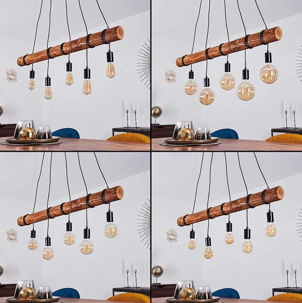 Suspension Canedo Brun, Noir, 5 Lumieres