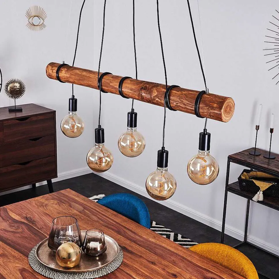 Suspension Canedo Brun, Noir, 5 Lumieres